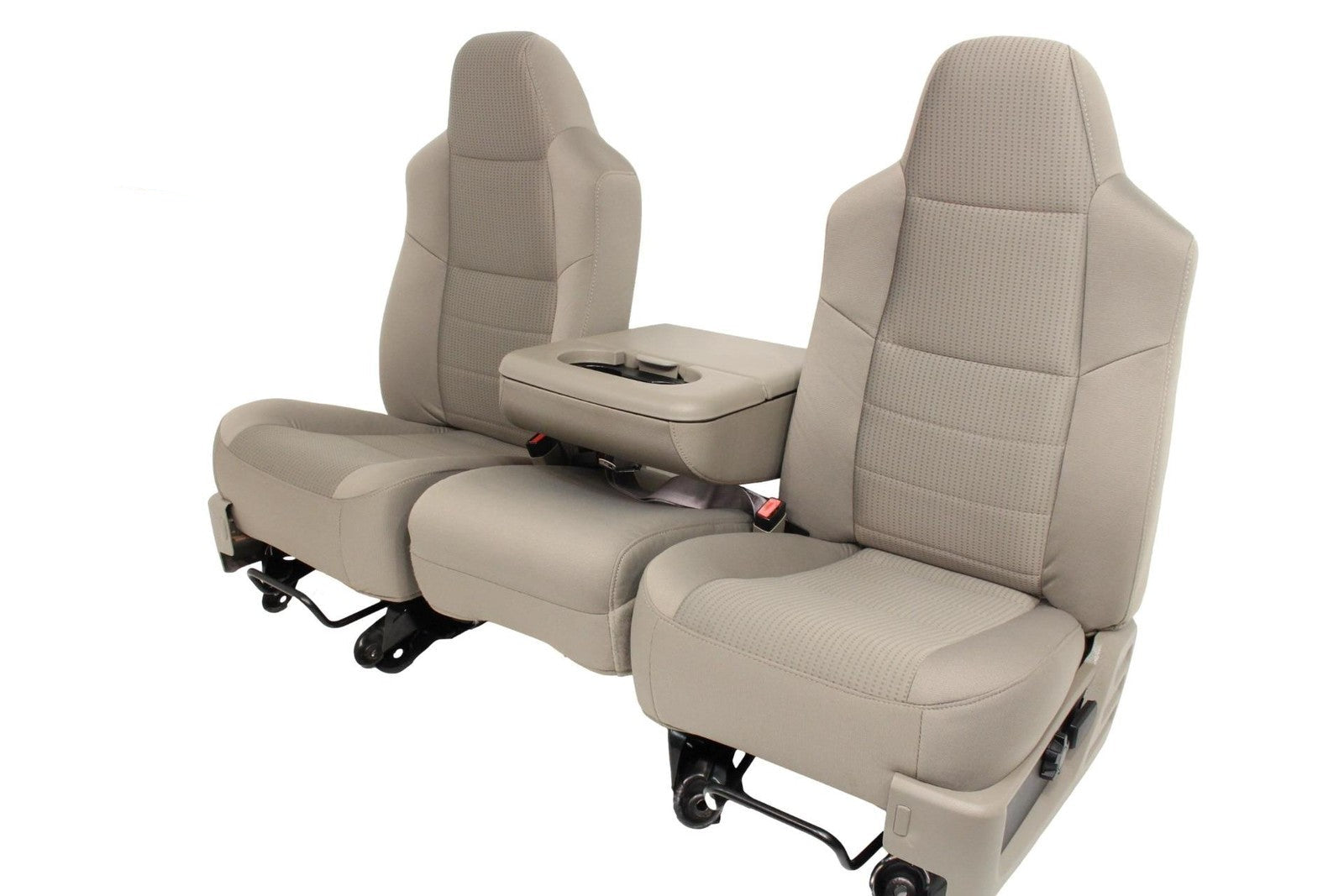 1999-2010 Ford Super Duty Stone Gray Cloth Bucket Seats with Folding Jump Seat