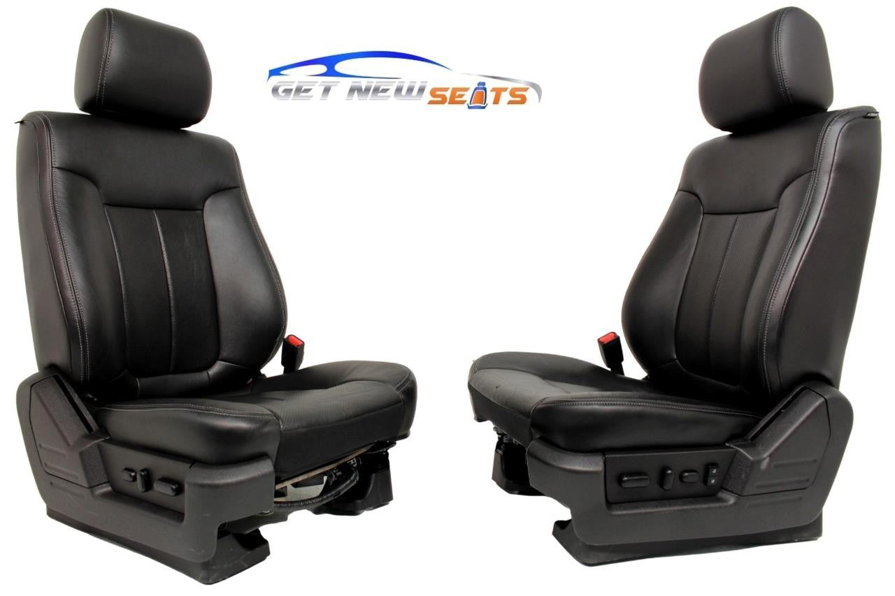 2009 - 2014 Ford F150 Front Seats, Lariat Black Leather, Heated Cooled OEM