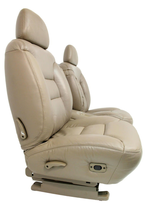 1995-2000 Chevy Front Seats & Console, Neutral Tan Power Leather, GMT400 C/K