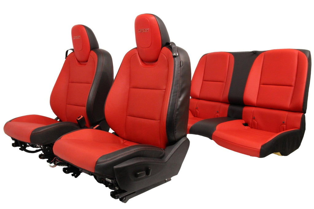 2010 - 2015 Chevrolet Camaro SS Seats Set, Inferno Orange Leather Heated 2SS