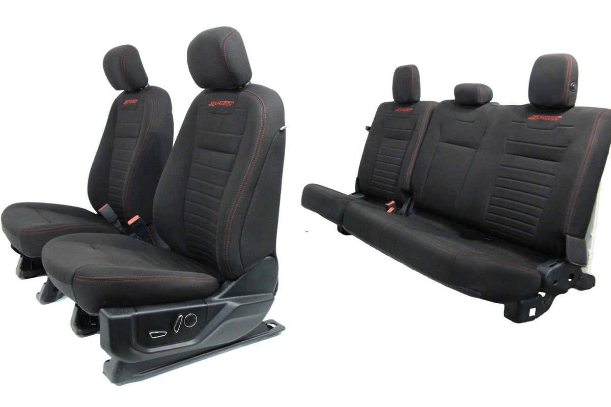 2015 - 2022 Ford F150 Super Duty Seats Set Ext Cab, XLT Sport Black Cloth Power
