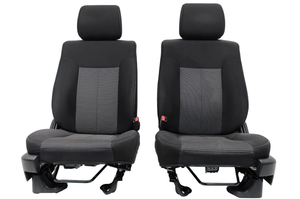 2009 - 2014 Ford F150 Front Seats, XL Black Gray Two-Tone Cloth, w/ Lumbar
