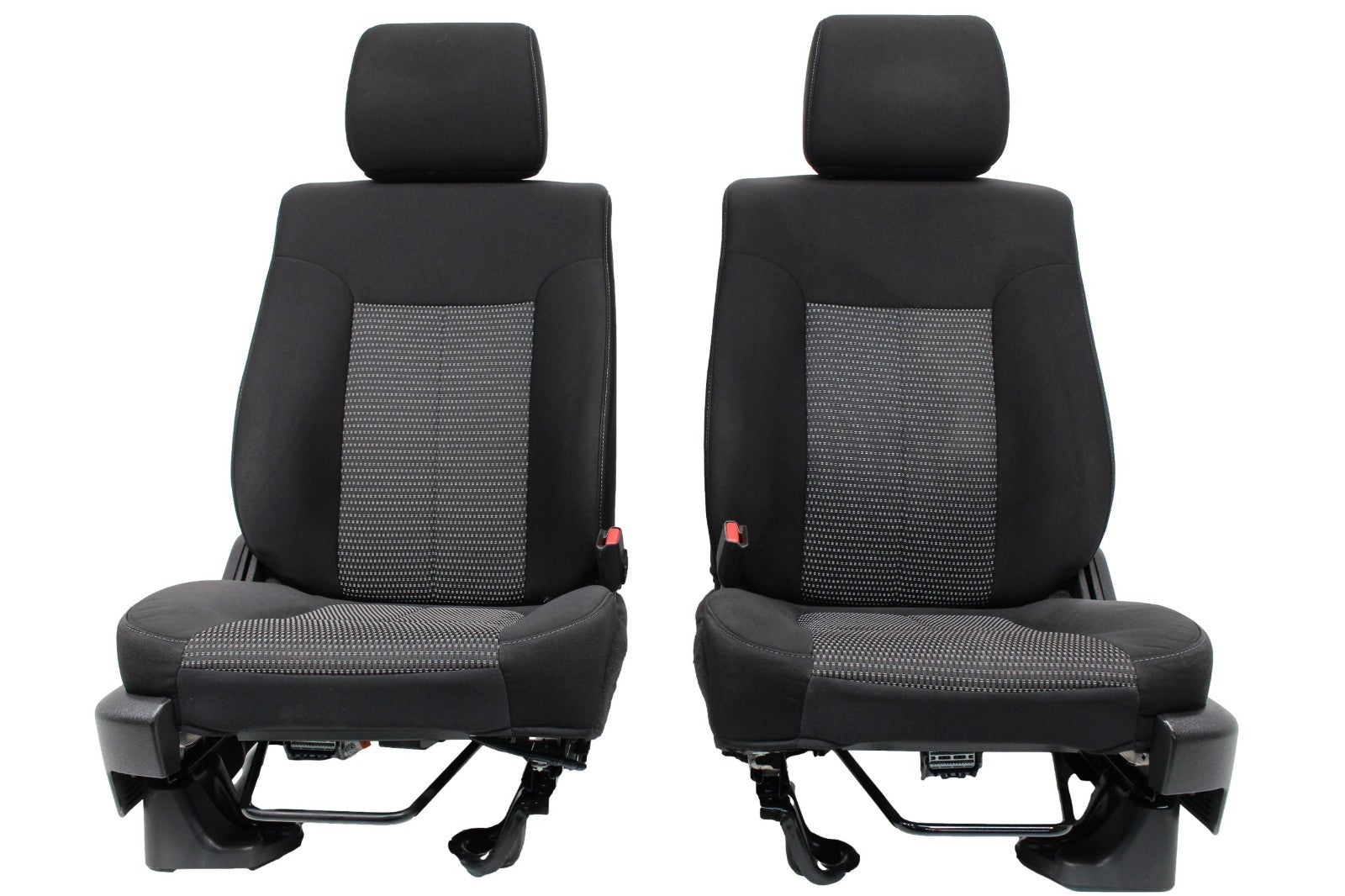 2009 - 2014 Ford F150 Front Seats, XL Black Gray Two-Tone Cloth, w/ Lumbar