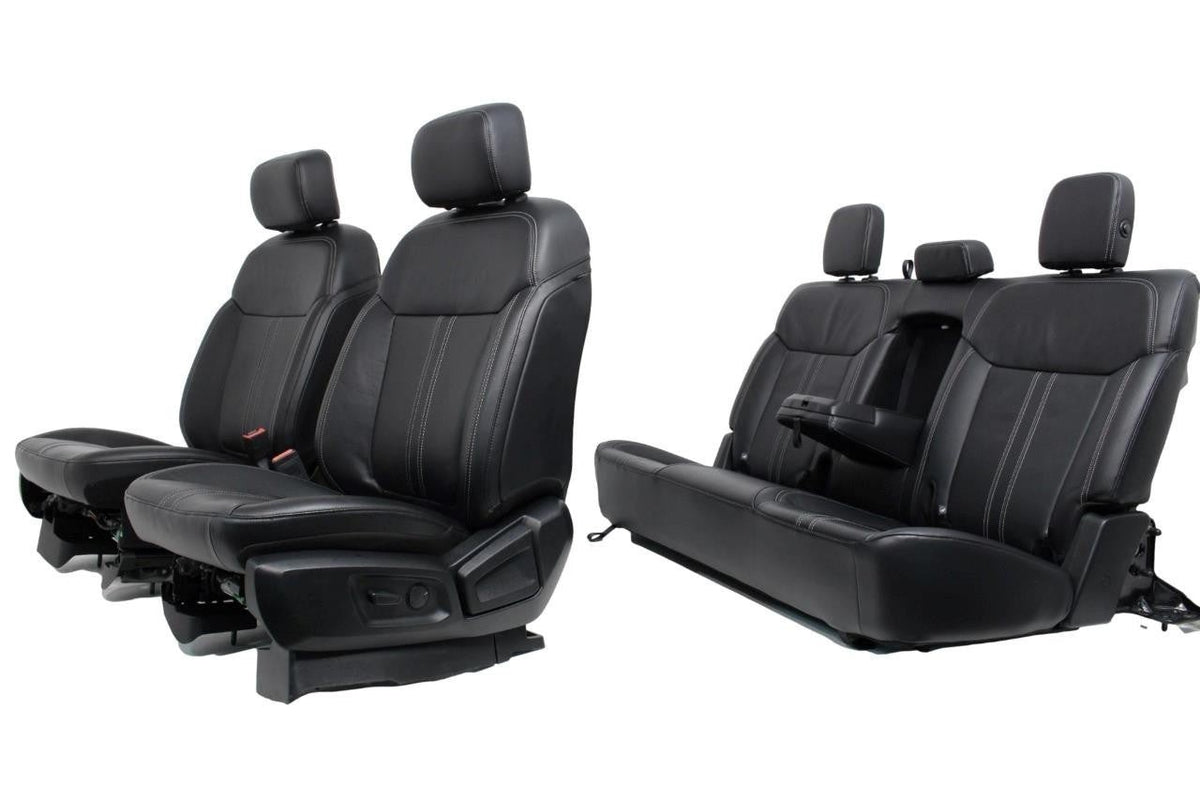2019 - 2023 Ford Ranger Seat Set, Lariat Heated Black Leather Front & Rear OEM