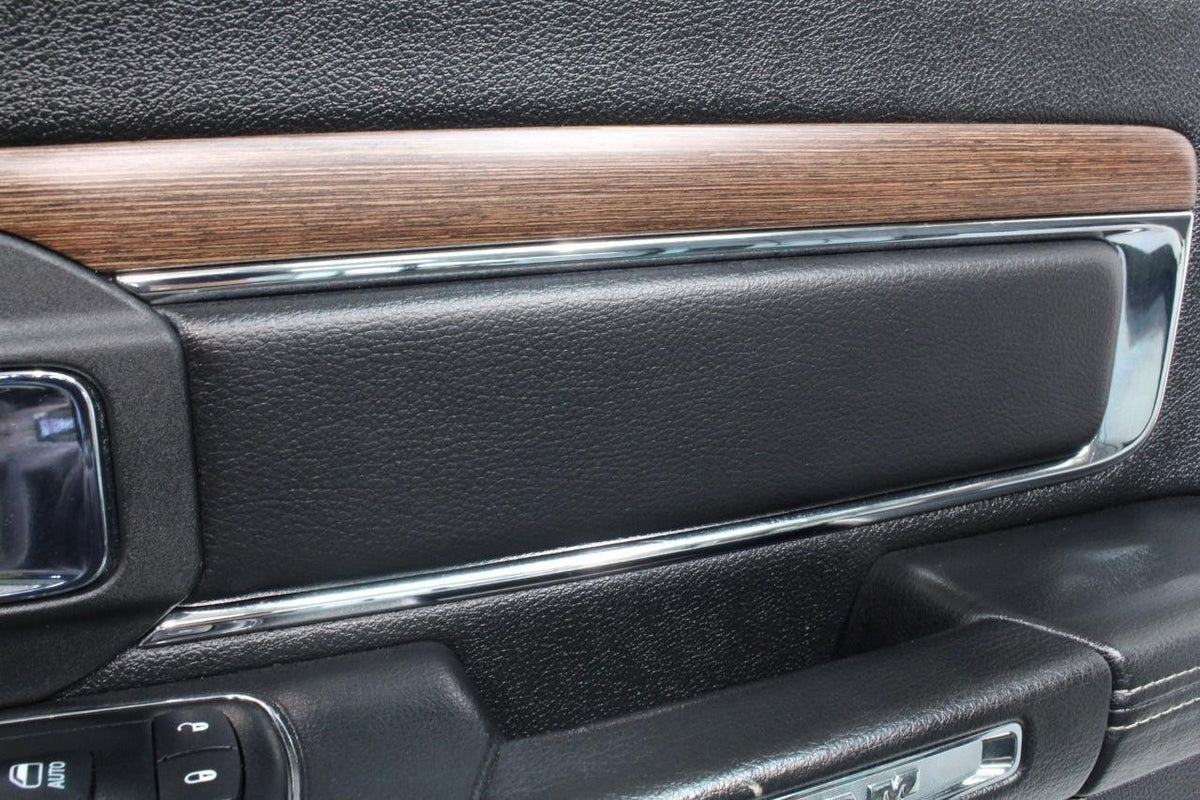 2013-2018 Ram Crew Cab Door Panel Set, Laramie Black Leather & Wood w/ Switches