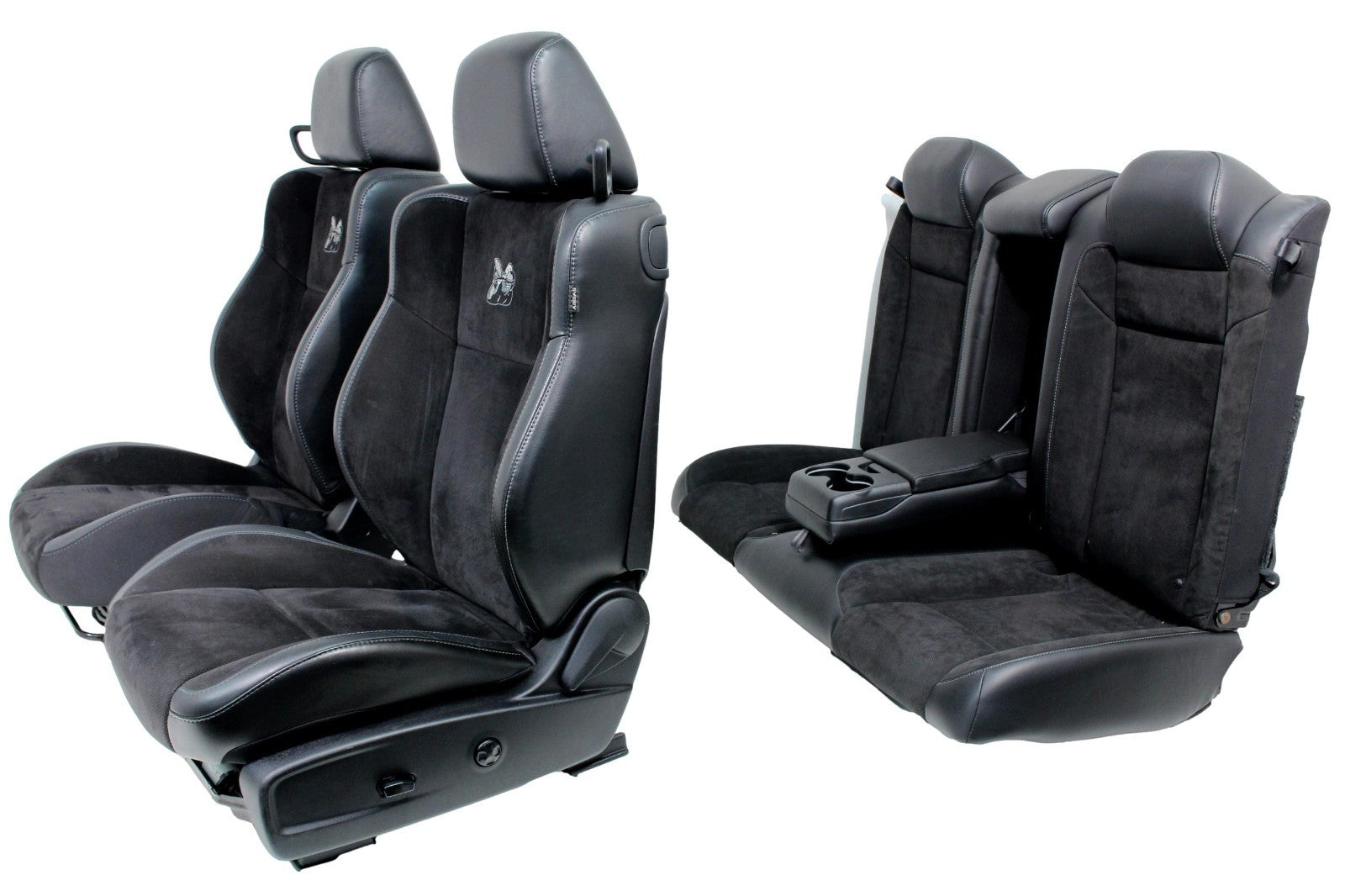 2008 - 2023 Dodge Challenger Seats Front Rear Black Leather w/ Suede, Scat Pack