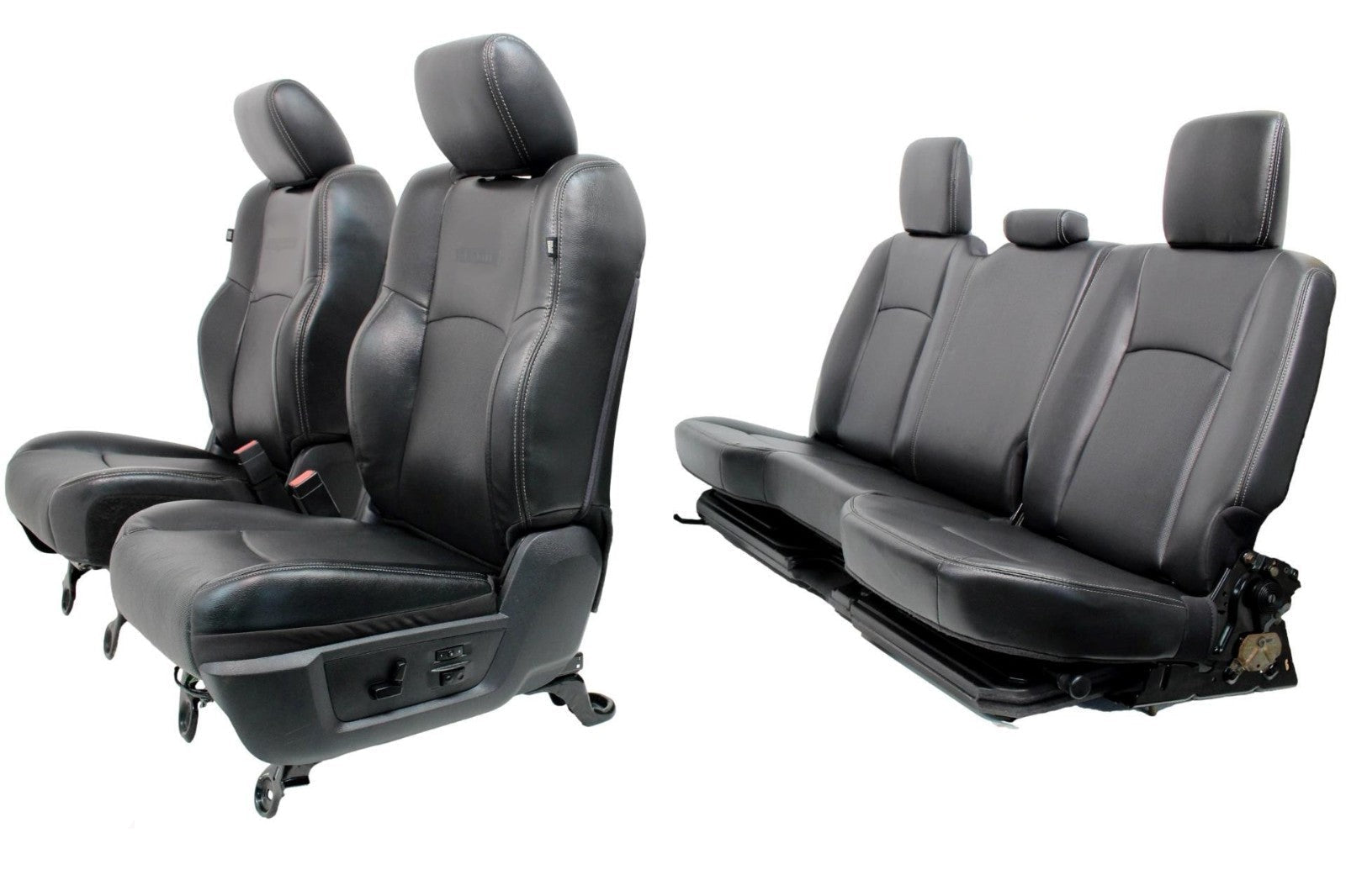 2002 - 2018 Ram Seats Set, Quad Cab Laramie Black Leather Heated Cooled Memory