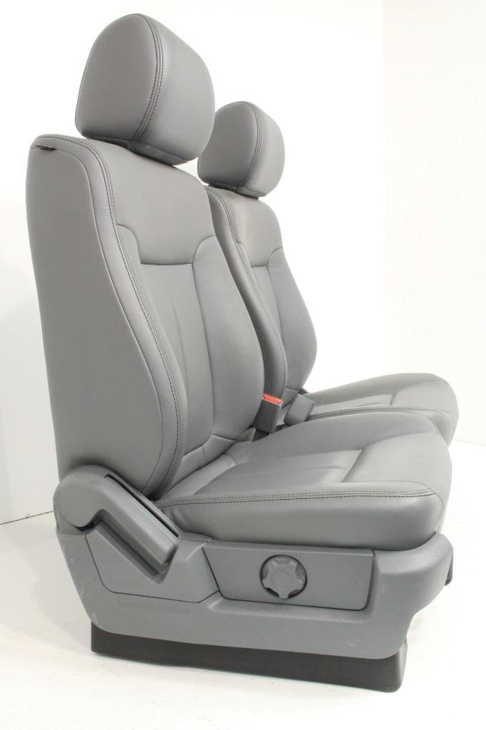 2009 - 2014 Ford F150 Front Seats, XLT Steel Gray Leather w/ Power Driver Seat