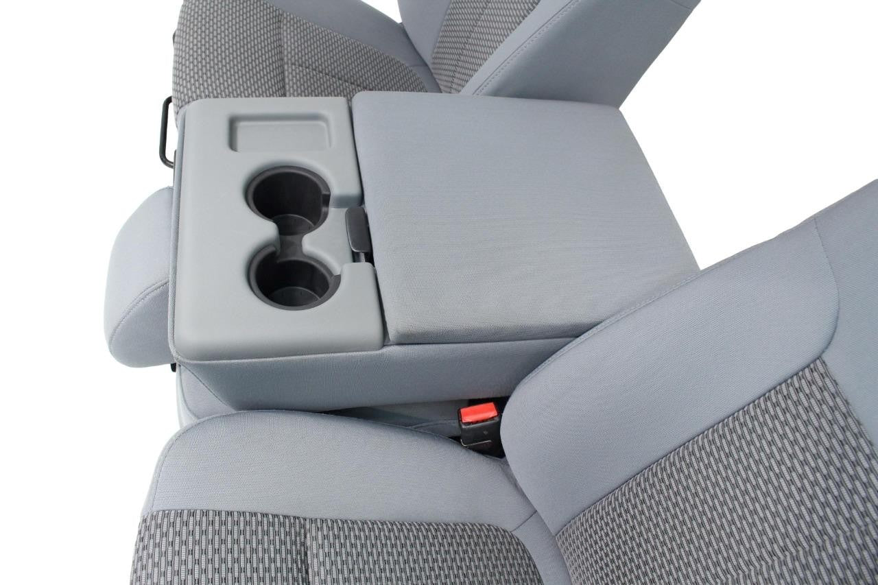 1999-2016 Ford Super Duty Seats, XLT Steel Gray Cloth w Center Console Jump Seat