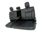 2021 - 2026 Ford F-Series Crew Cab Back Seat, Platinum Black Leather Blue Stripe