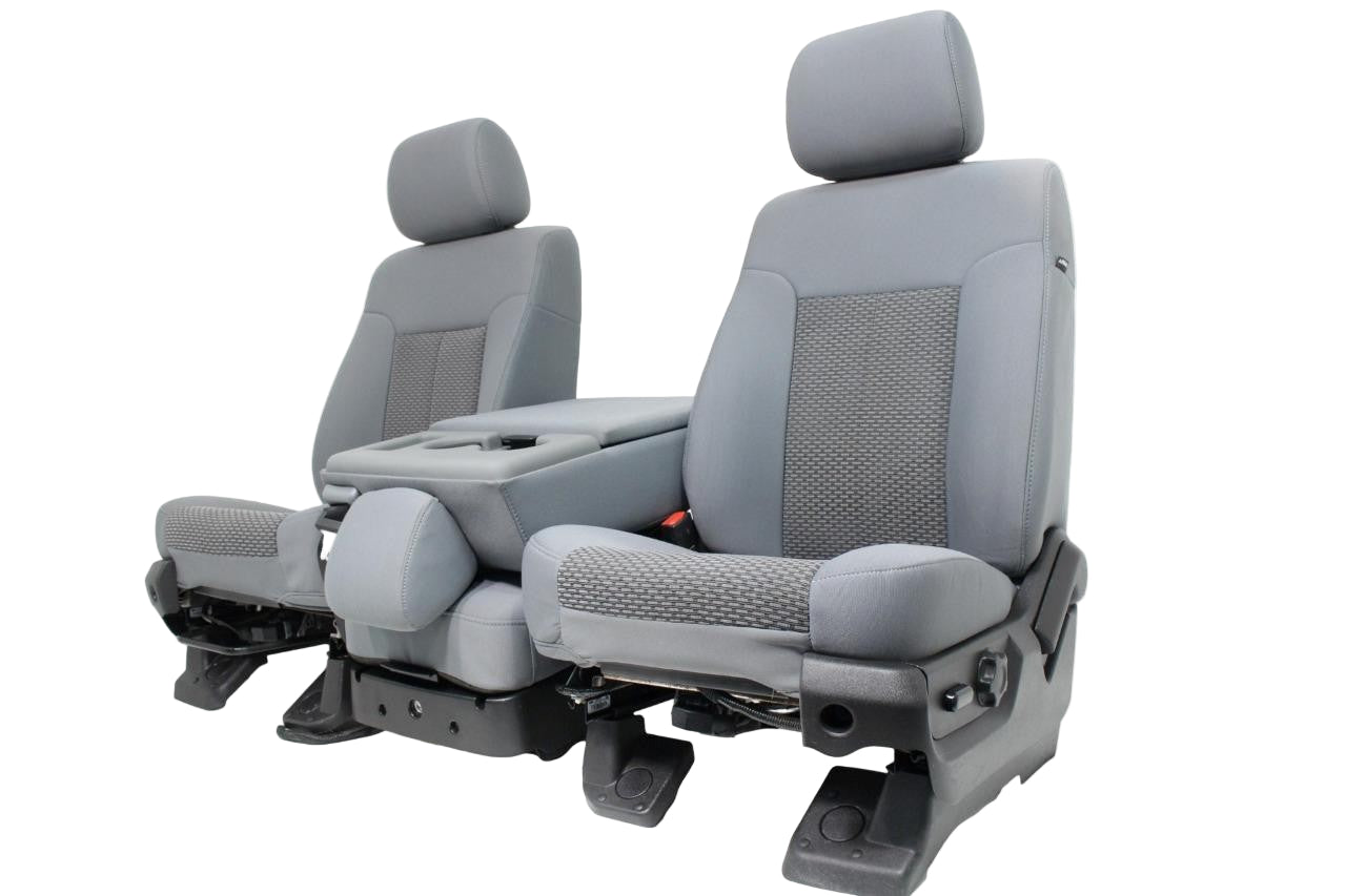 1999-2016 Ford Super Duty Seats, XLT Steel Gray Cloth w Center Console Jump Seat