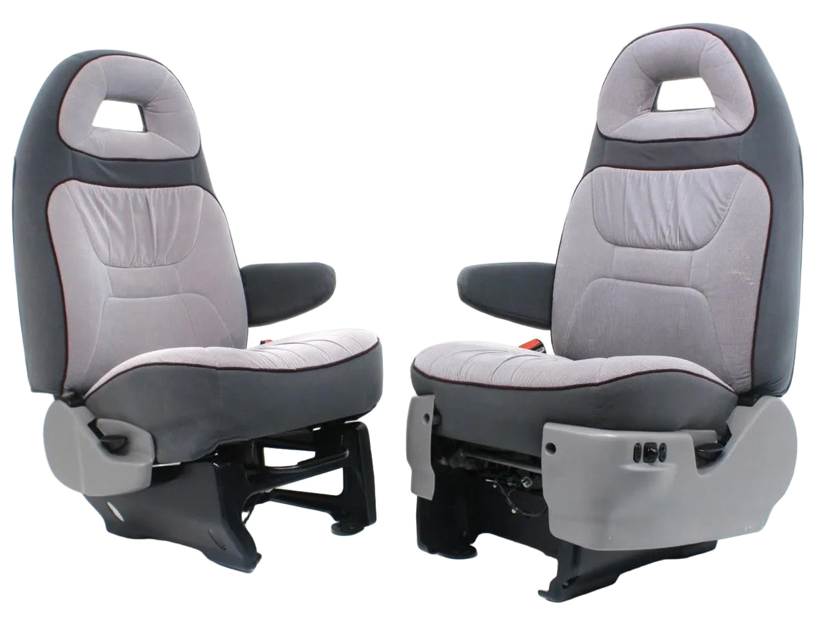 Ford Econoline Front Bucket Seats, Powered Gray Cloth w/ Folding Armrests, 1997+