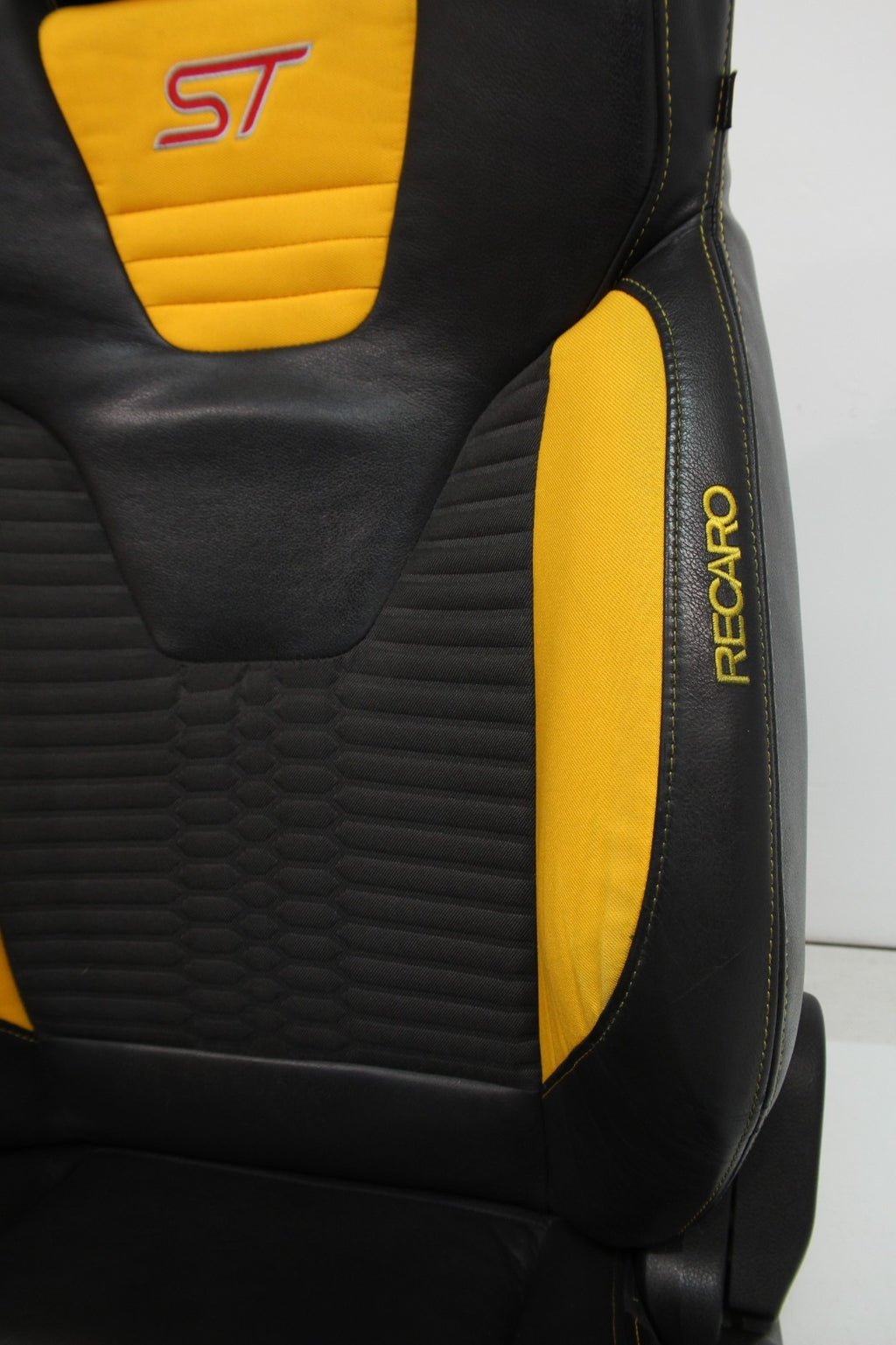 2012 - 2018 Ford Focus Recaro Front Seats, Black Leather Tangerine Orange Cloth