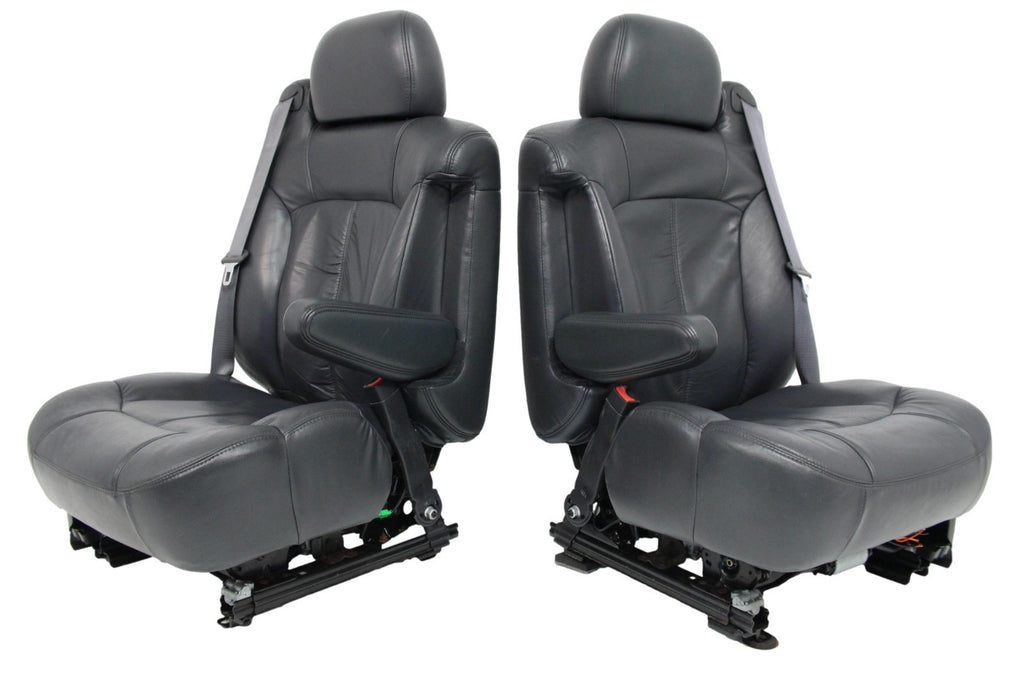 1999 - 2002 GMC Sierra Chevy Silverado Seats, Graphite Off-Black Leather, Power