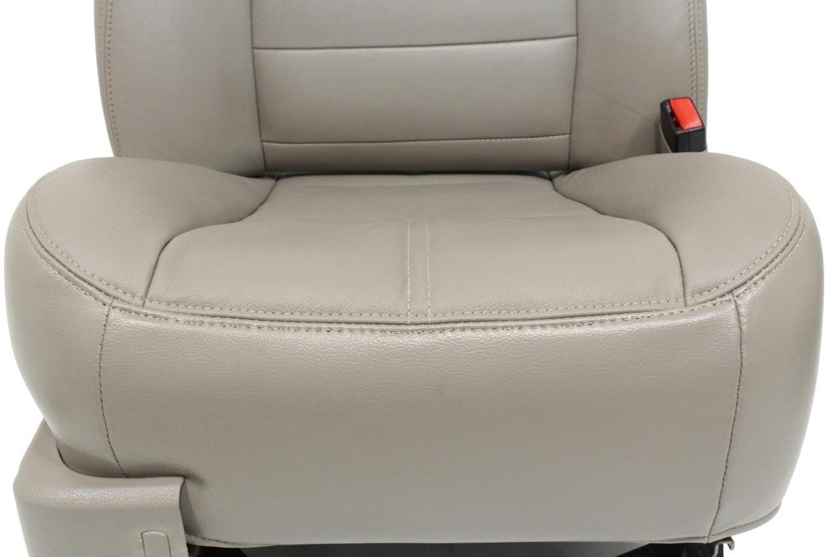2008-2010 Ford Super Duty Front Seats, Power Stone Gray Leather Lumbar OEM