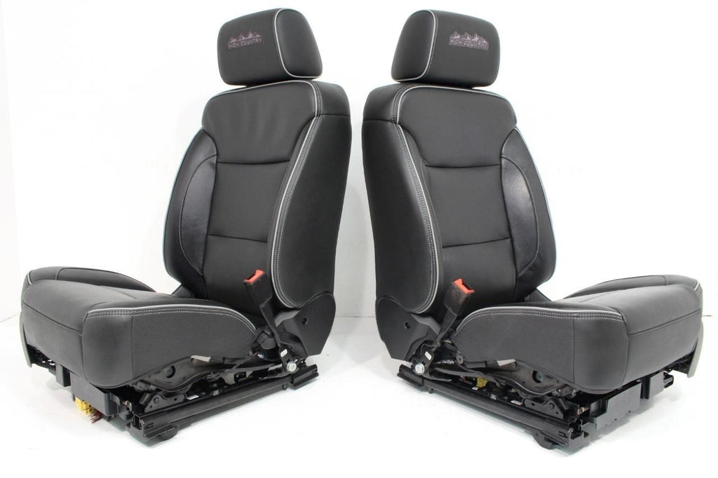 2014 - 2019 Sierra Chevy Silverado Seats Set, High Country Power Black Leather