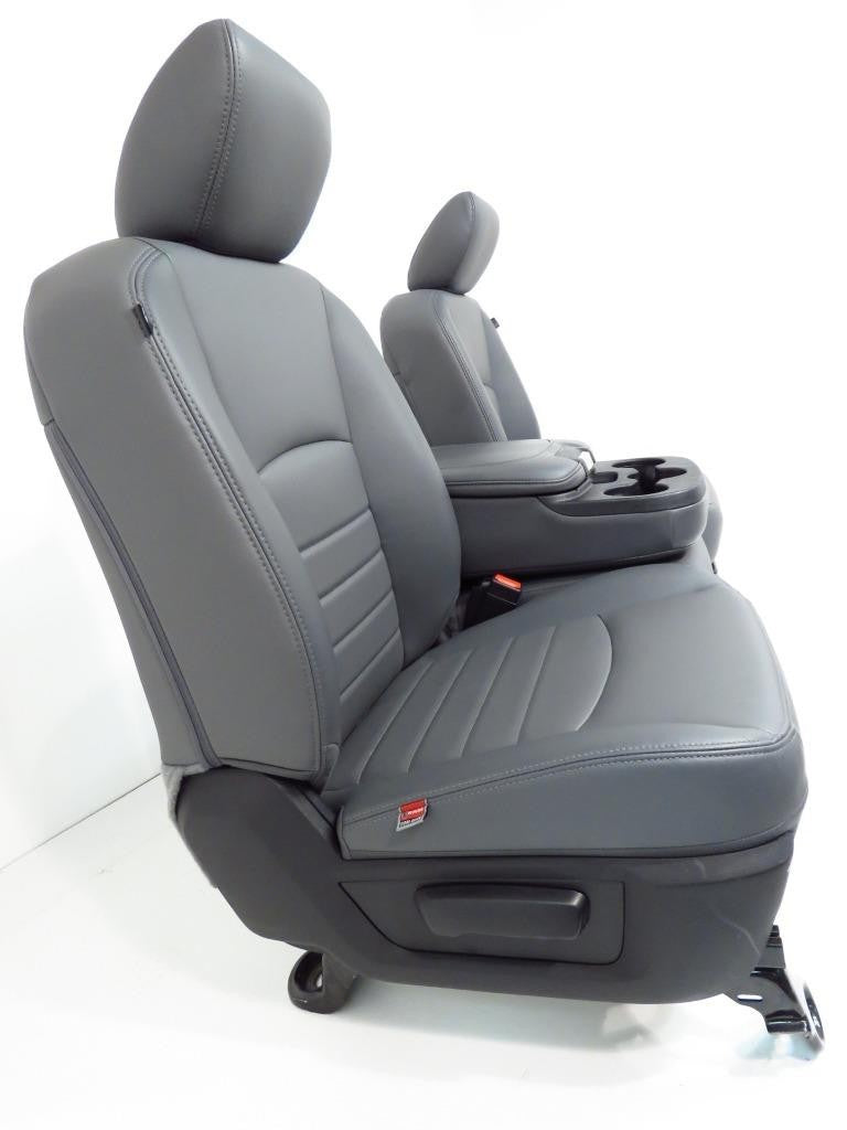 2009-2018 Dodge Ram Front Seats Set, Work Grade Gray Vinyl Split Bench Manual