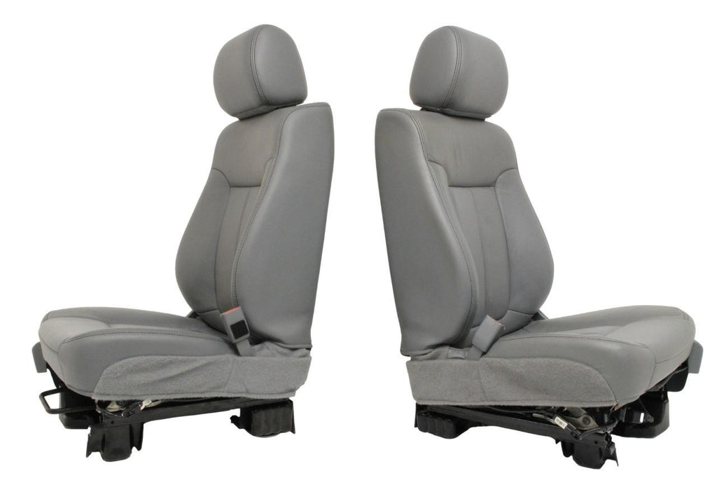 2009 - 2014 Ford F150 Front Seats, XLT Steel Gray Leather w/ Power Driver Seat