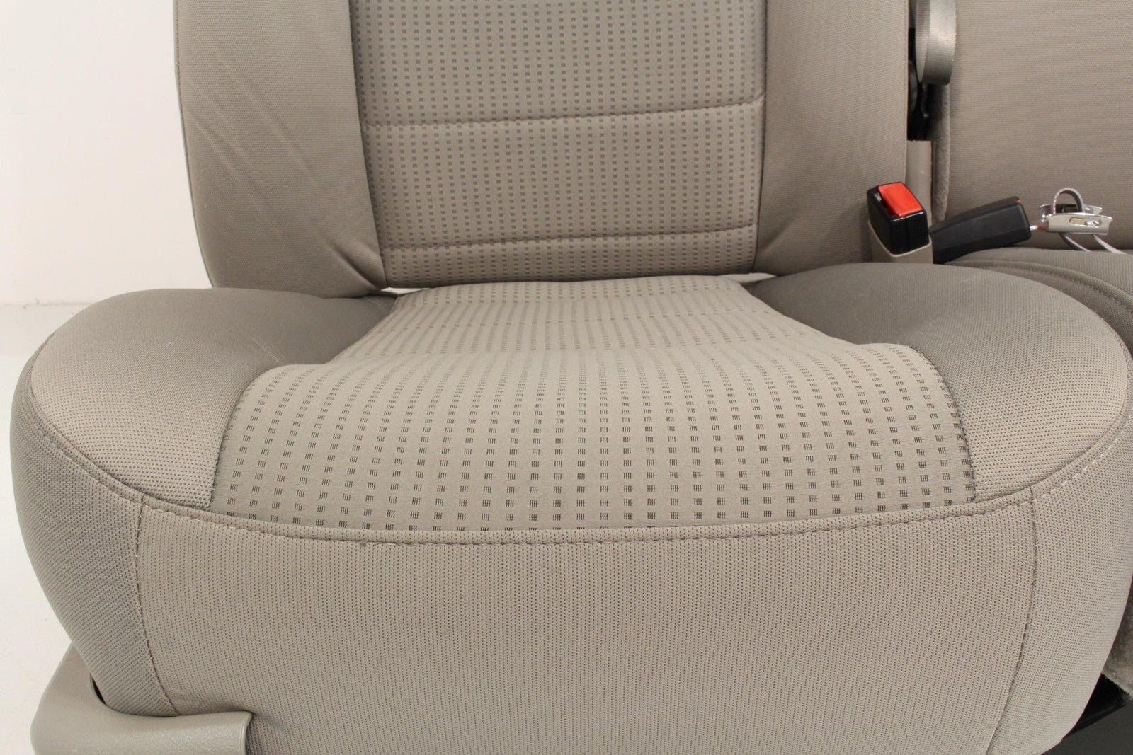 1999-2010 Ford Super Duty Stone Gray Cloth Bucket Seats with Folding Jump Seat