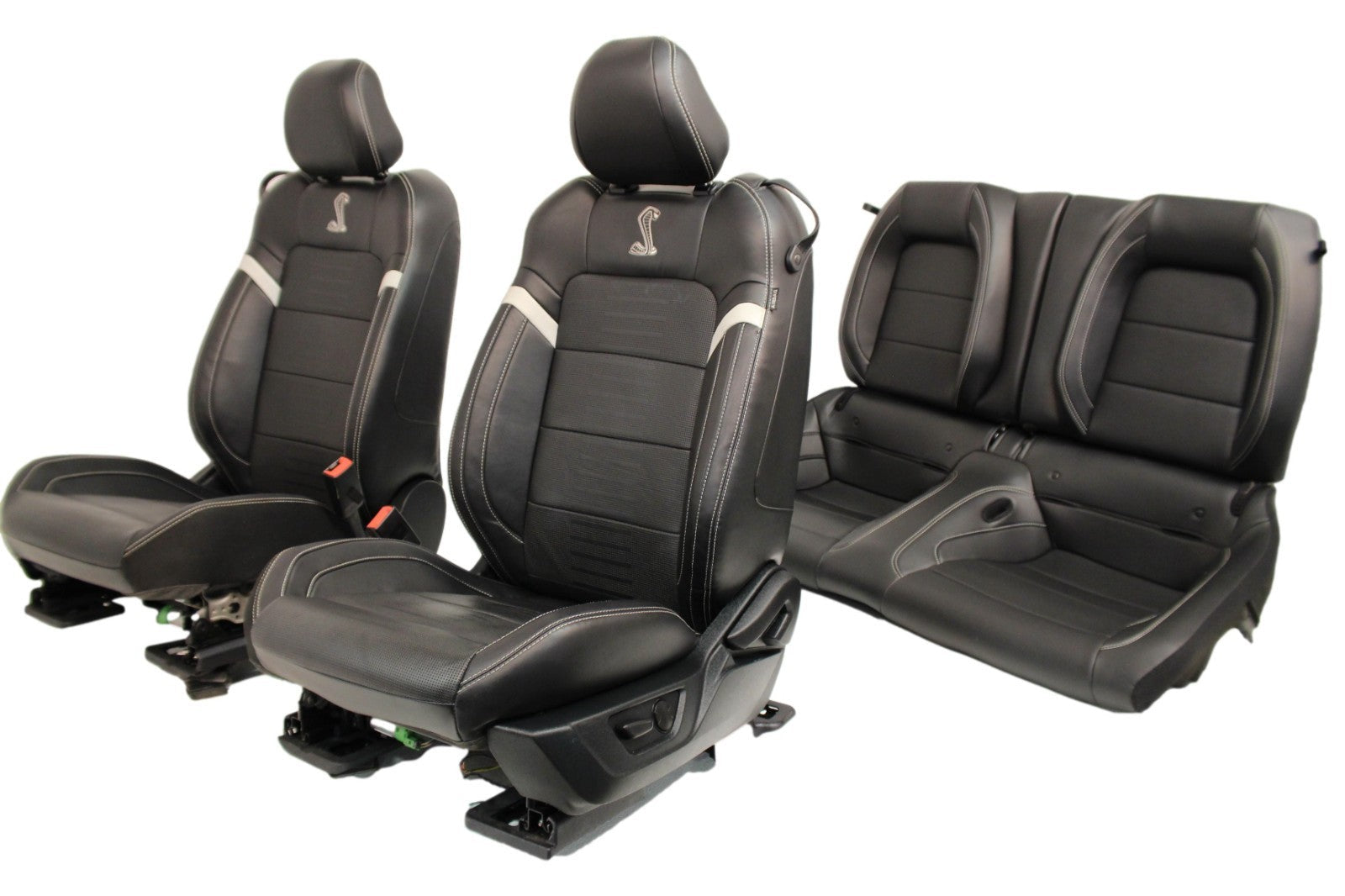 2015-2023 Ford Mustang Seats Set, Shelby GT500 Coupe Black Leather Heated Cooled