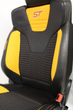 2012 - 2018 Ford Focus Recaro Front Seats, Black Leather Tangerine Orange Cloth