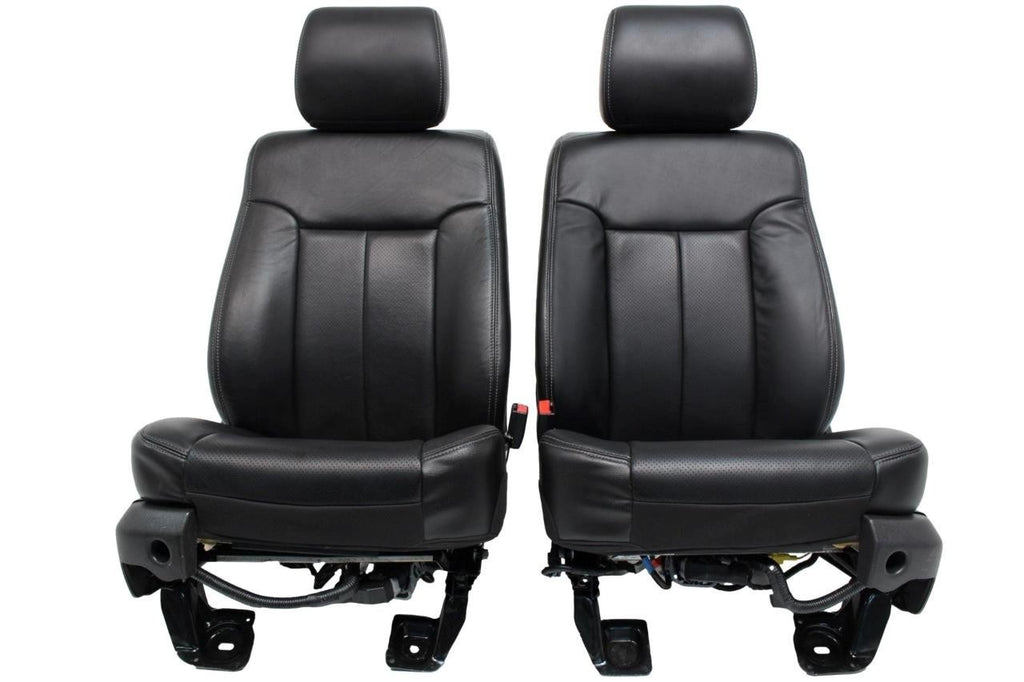 1999 - 2016 Ford Super Duty Front Seats, Lariat Black Leather, Power Heat Cool