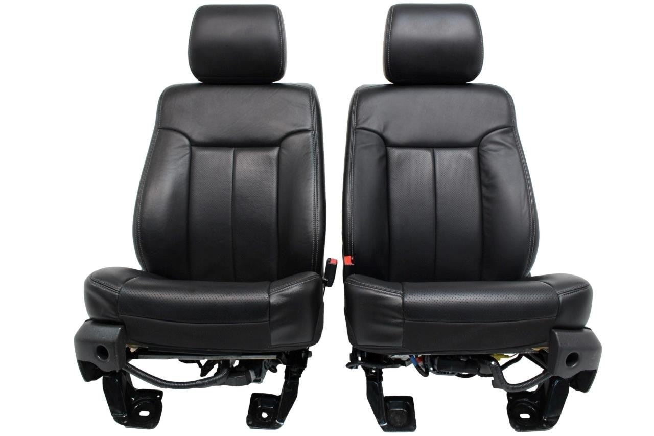 1999 - 2016 Ford Super Duty Front Seats, Lariat Black Leather, Power Heat Cool