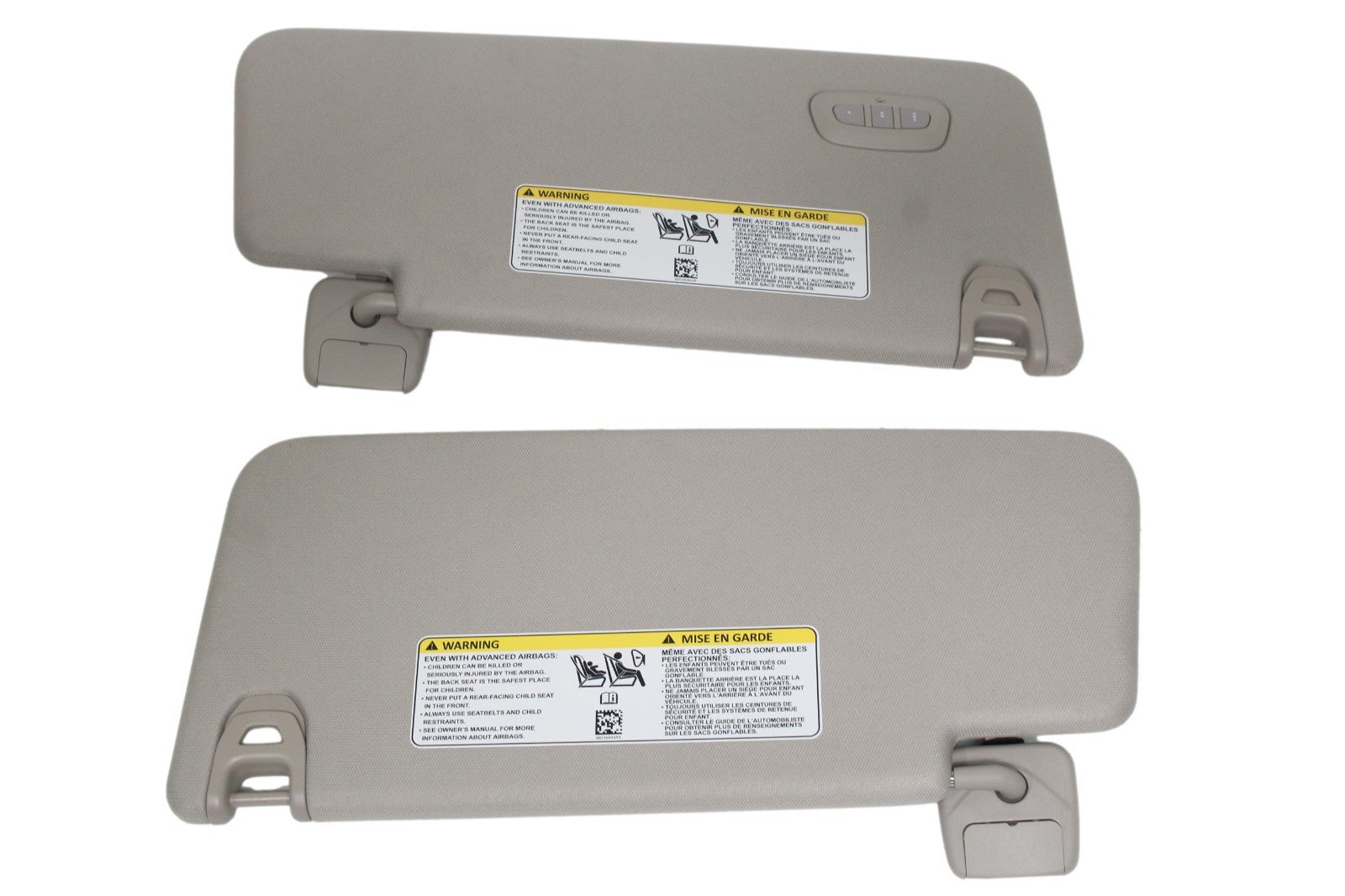 2019 - 2023 Dodge Ram 1500 LH RH Pair Sun Visor w/ Vanity Mirror Light Gray OEM