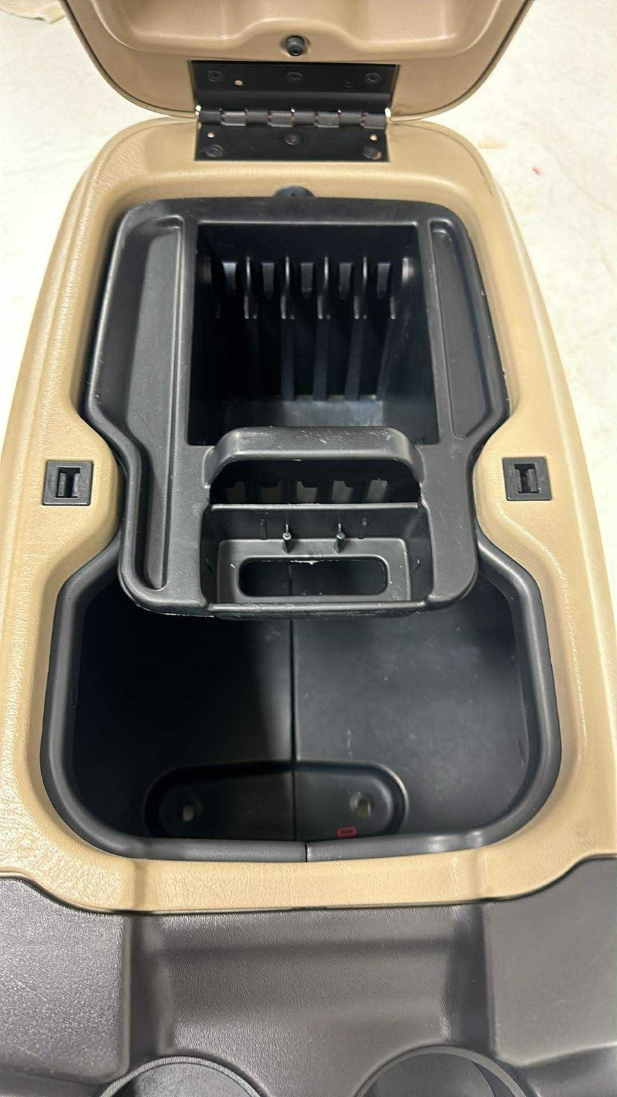 1999 - 2007 Ford Super Duty F250 Center Console, OEM Lariat Tan w/ Woodgrain