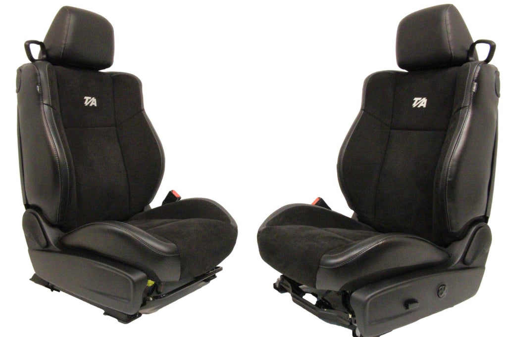 2008 - 2023 Dodge Challenger Front Seats,  Black Leather Suede w/ T/A Embroidery