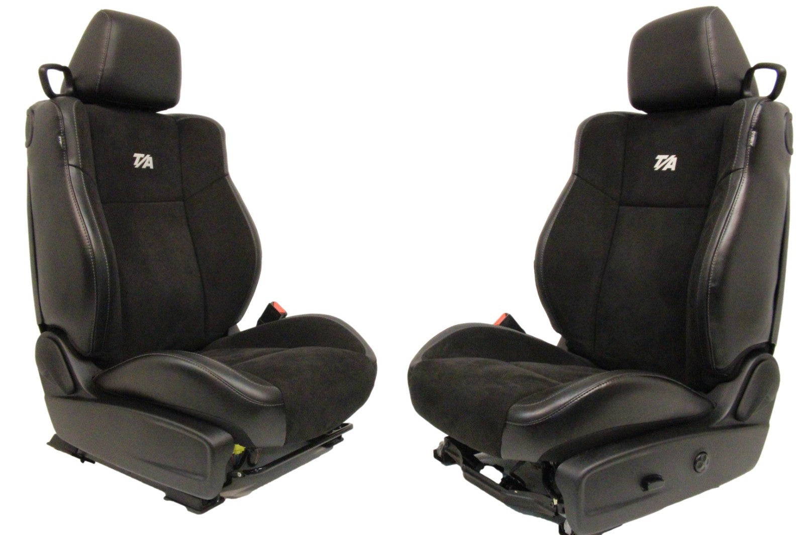 2008 - 2023 Dodge Challenger Front Seats,  Black Leather Suede w/ T/A Embroidery