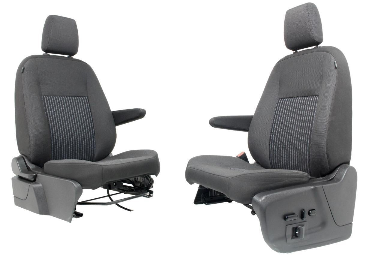 2015 - 2026 Ford Transit Front Seats, Charcoal Cloth w/ Heated Power Driver Seat