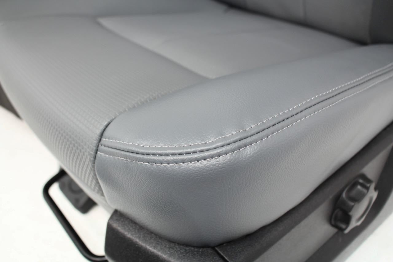 1999 - 2016 Ford Super Duty Front Seats, XLT Steel Gray Vinyl Bench w/ Jumpseat