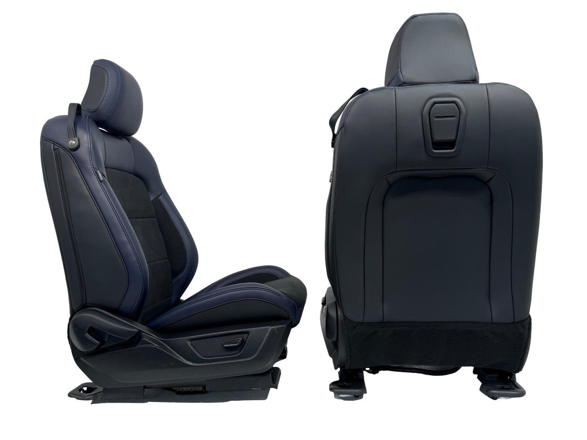 24-26 Mustang Dark Horse Coupe Seats Set, Black Indigo Blue Leather Suede