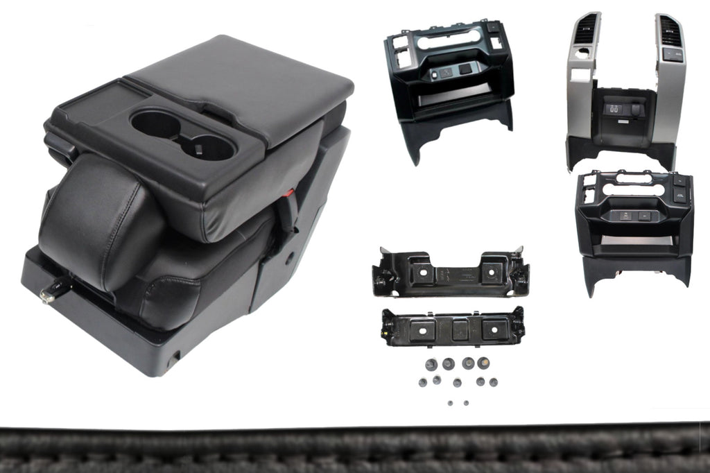 2015-2025 F150 Super Duty Console to Jump Seat Conversion Kit Black Leather, Black Stitch