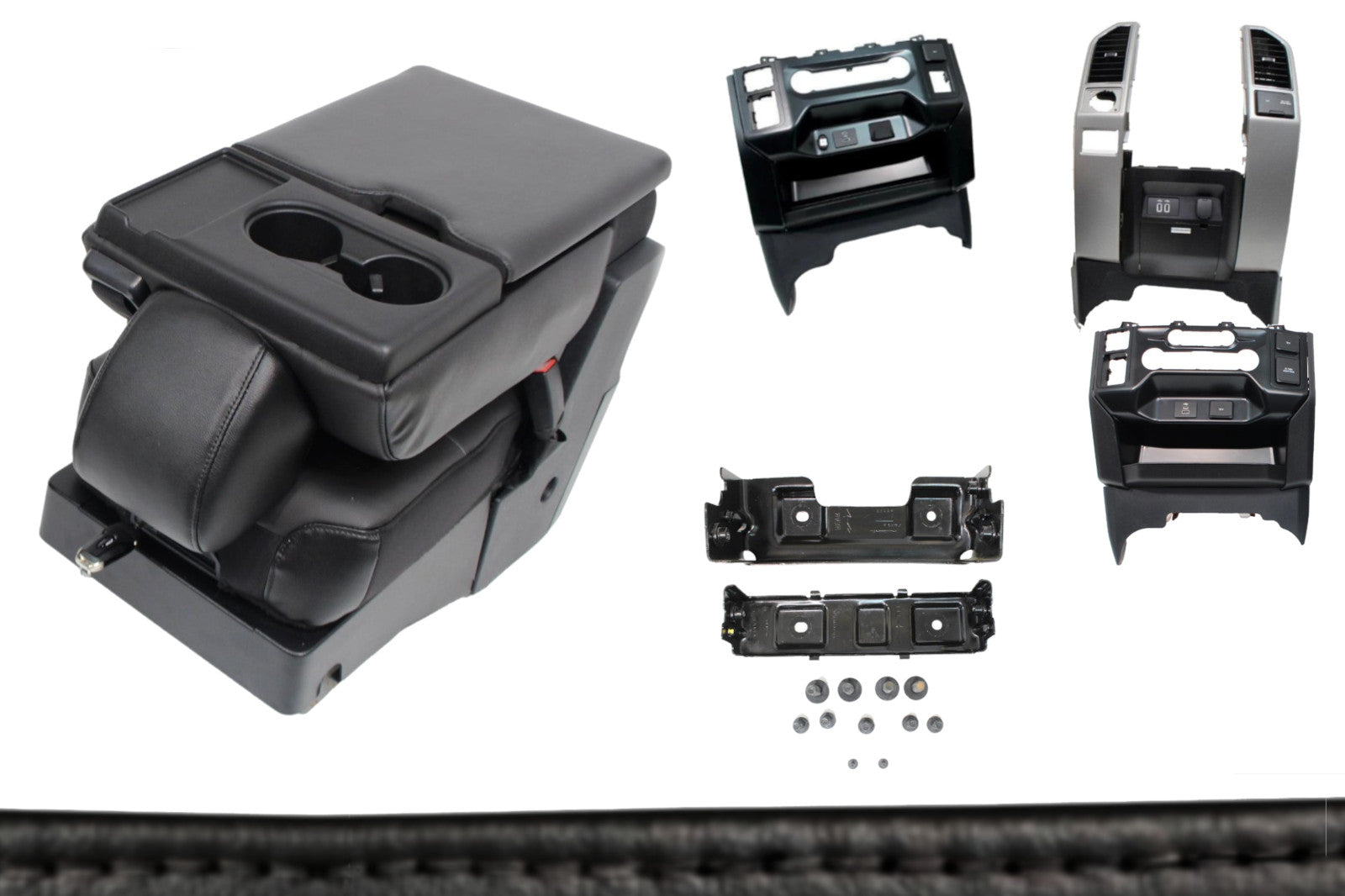 2015-2025 F150 Super Duty Console to Jump Seat Conversion Kit Black Leather, Black Stitch