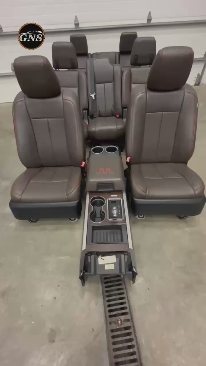 2015 - 2017 Ford Expedition King Ranch Seats 3 Row Set, Mesa Brown Leather OEM