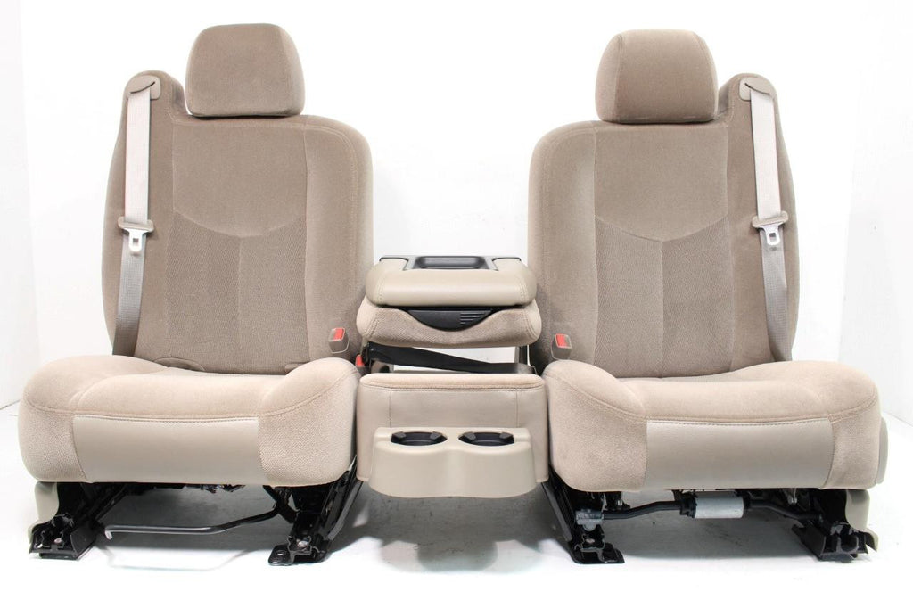 1999 - 2006 Chevrolet & GMC Tan Cloth Heated Front Seats with Jump Seat Console