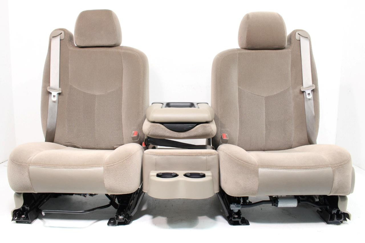1999 - 2006 Chevrolet & GMC Tan Cloth Heated Front Seats with Jump Seat Console